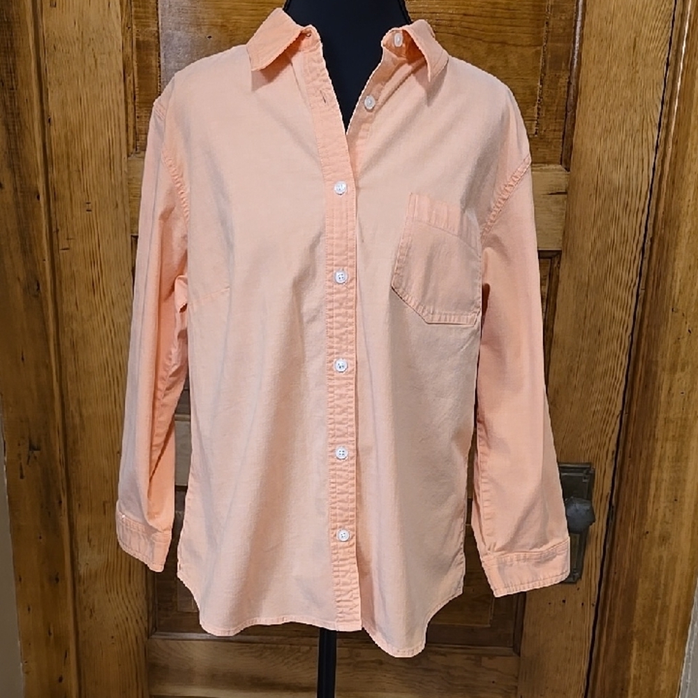 Sonoma Peach Button Down Shirt Long Sleeves L